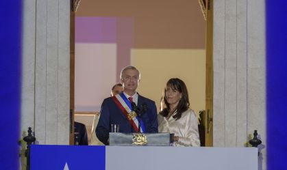 O presidente do Chile, José Antonio Kast, faz seu primeiro discurso após a posse