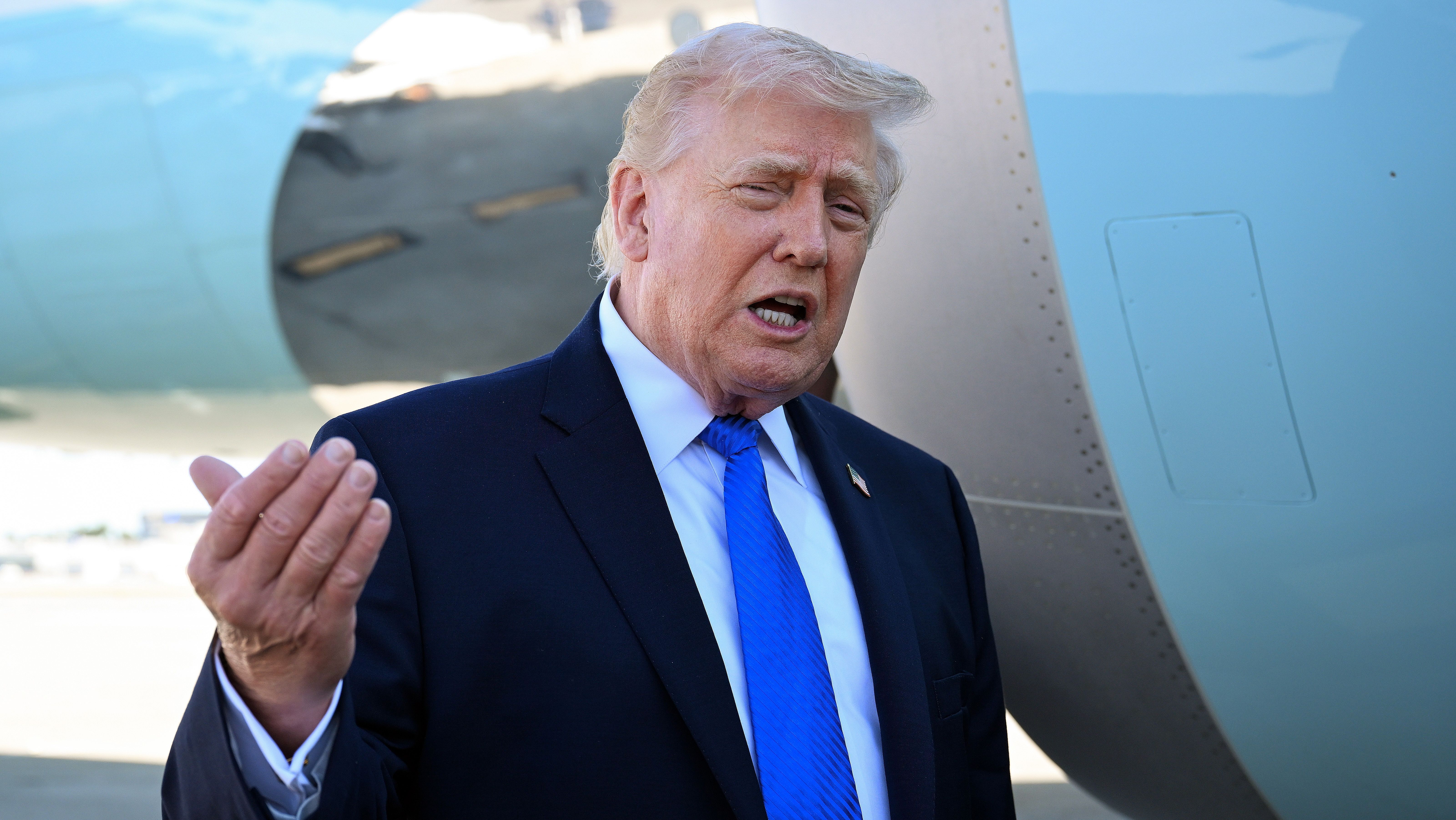 President Trump Departs Palm Beach For Memphis
