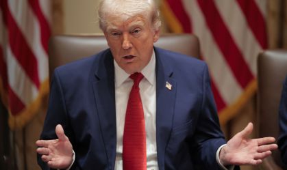 Presidente dos EUA, Donald Trump, durante uma reunião de gabinete na Casa Branca