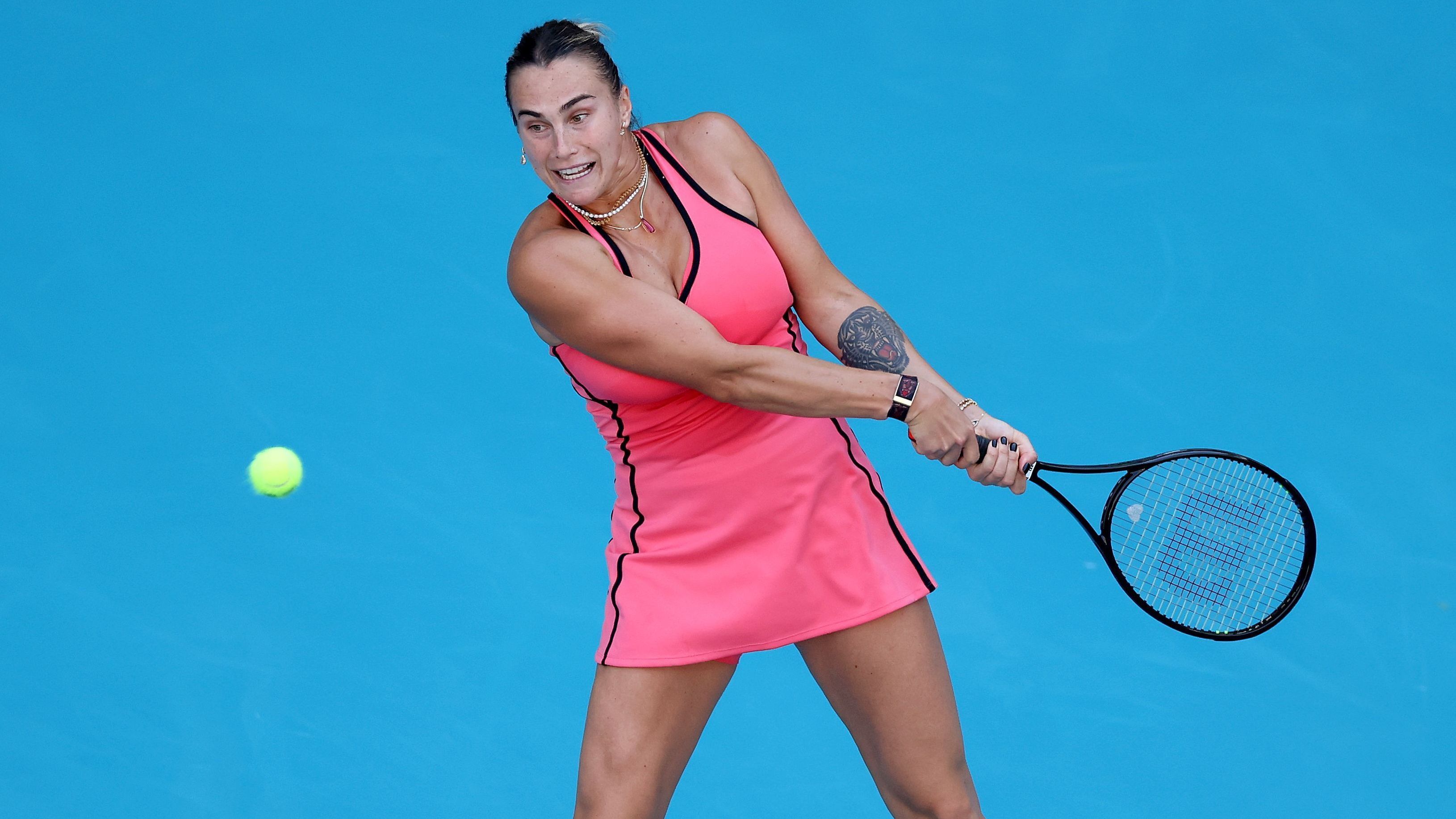 Sabalenka em ação na final do Miami Open