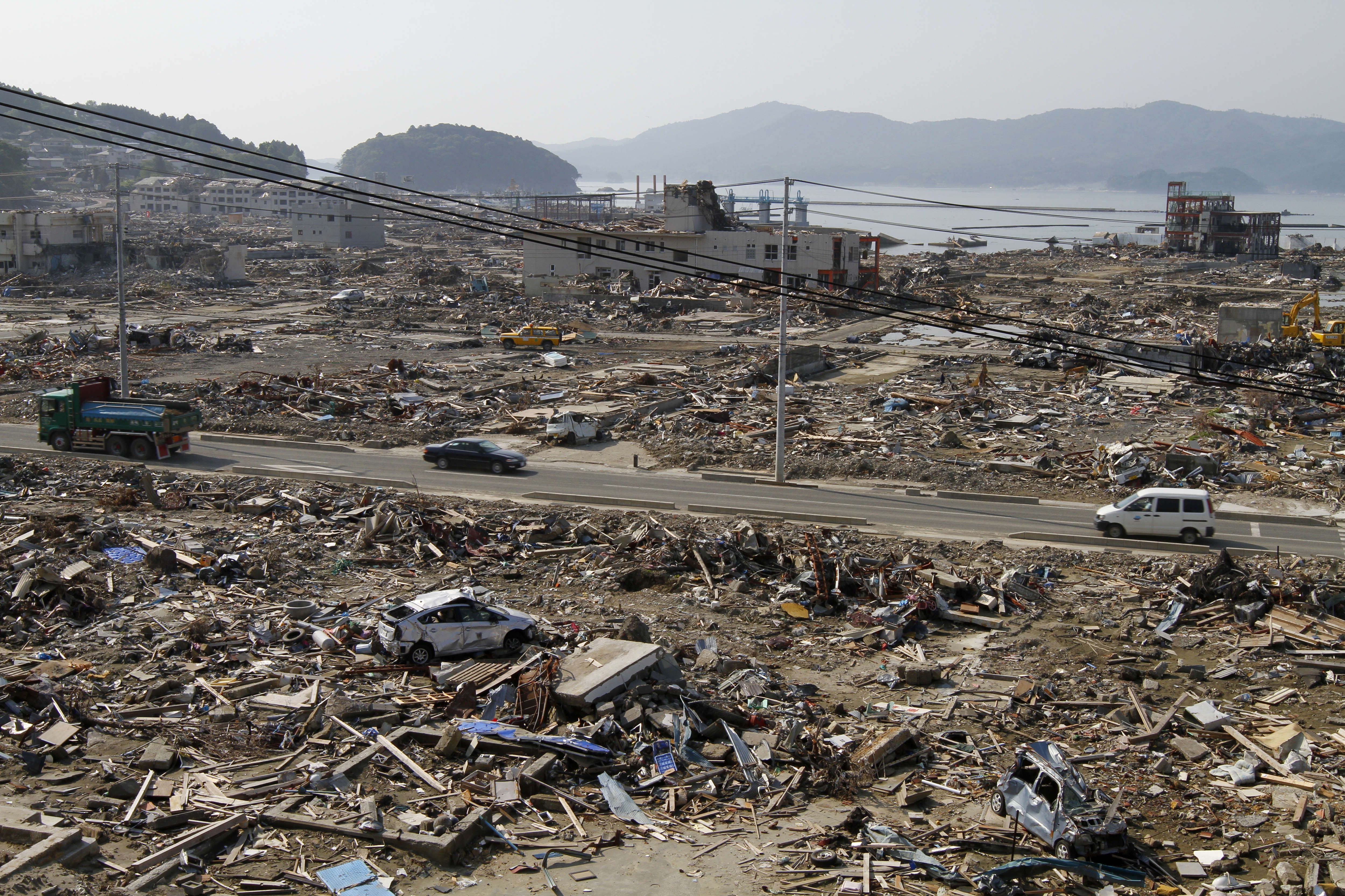 Cidade de Minamisanriku devastada pelo terremoto e tsunami que atingiram o nordeste do Japão em 11 de março de 2011