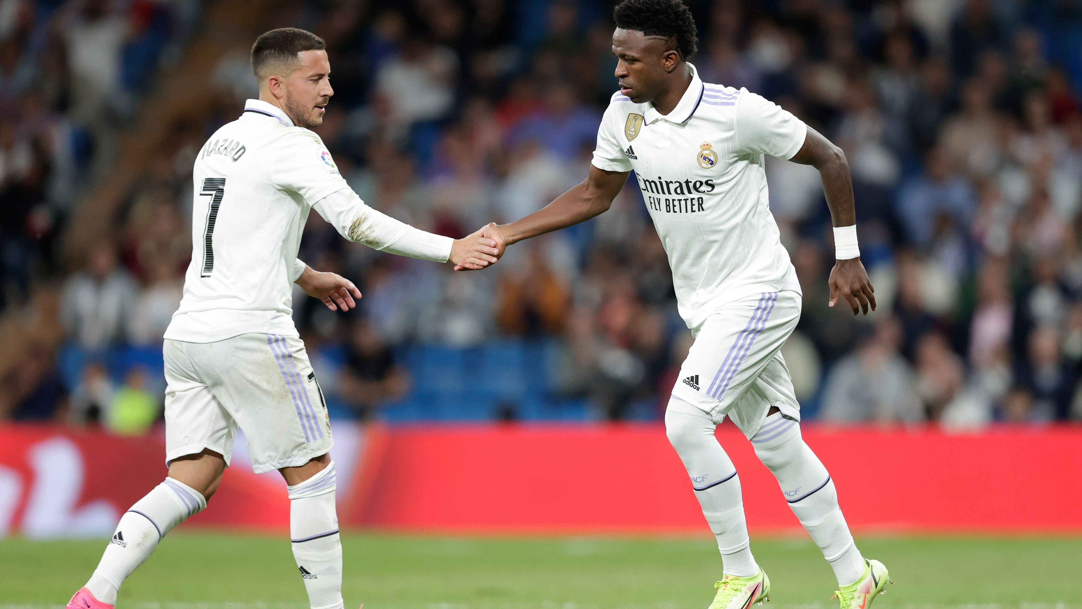 Hazard e Vini Jr. atuando juntos no Real Madrid