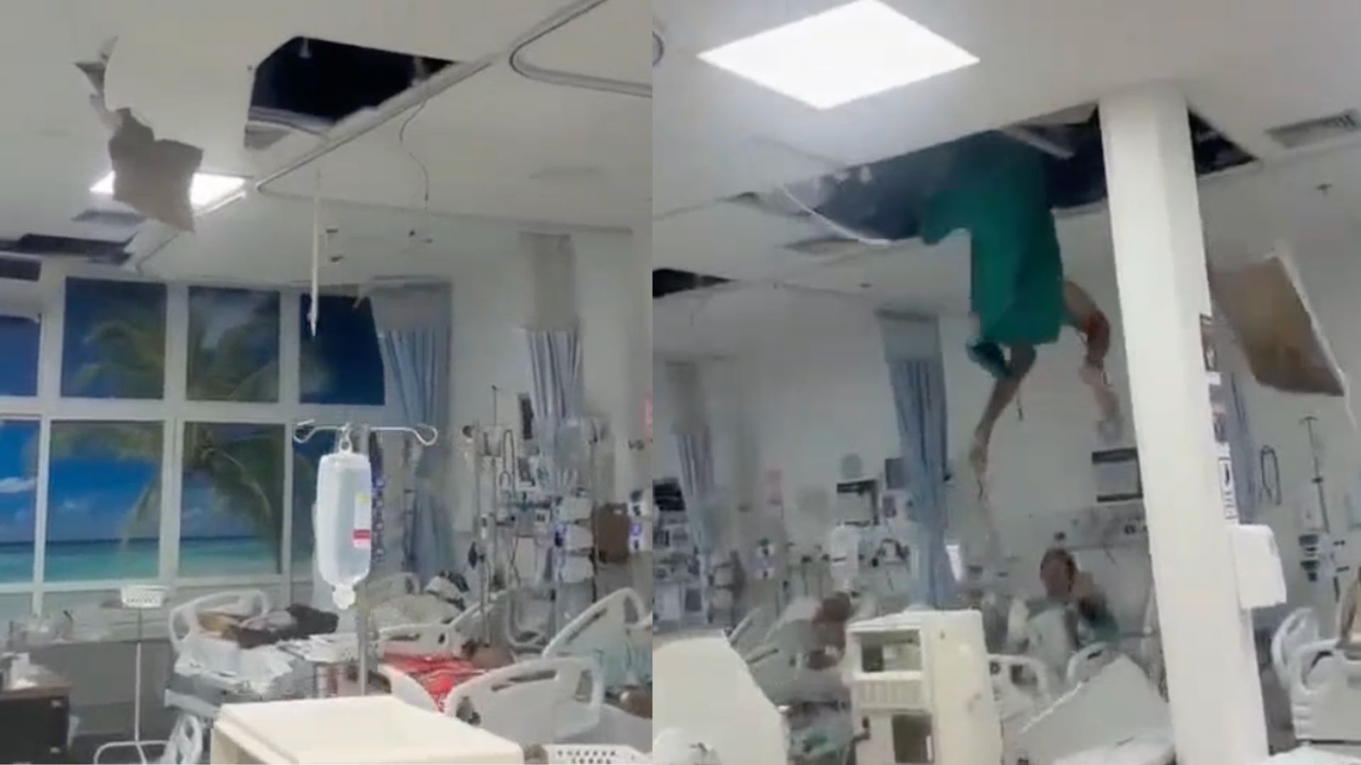 Homem cai do teto do hospital