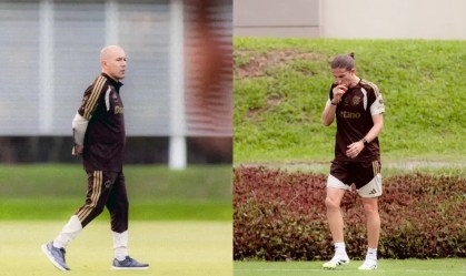 Jardim e Filipe Luis, atual e ex-treinador do Flamengo