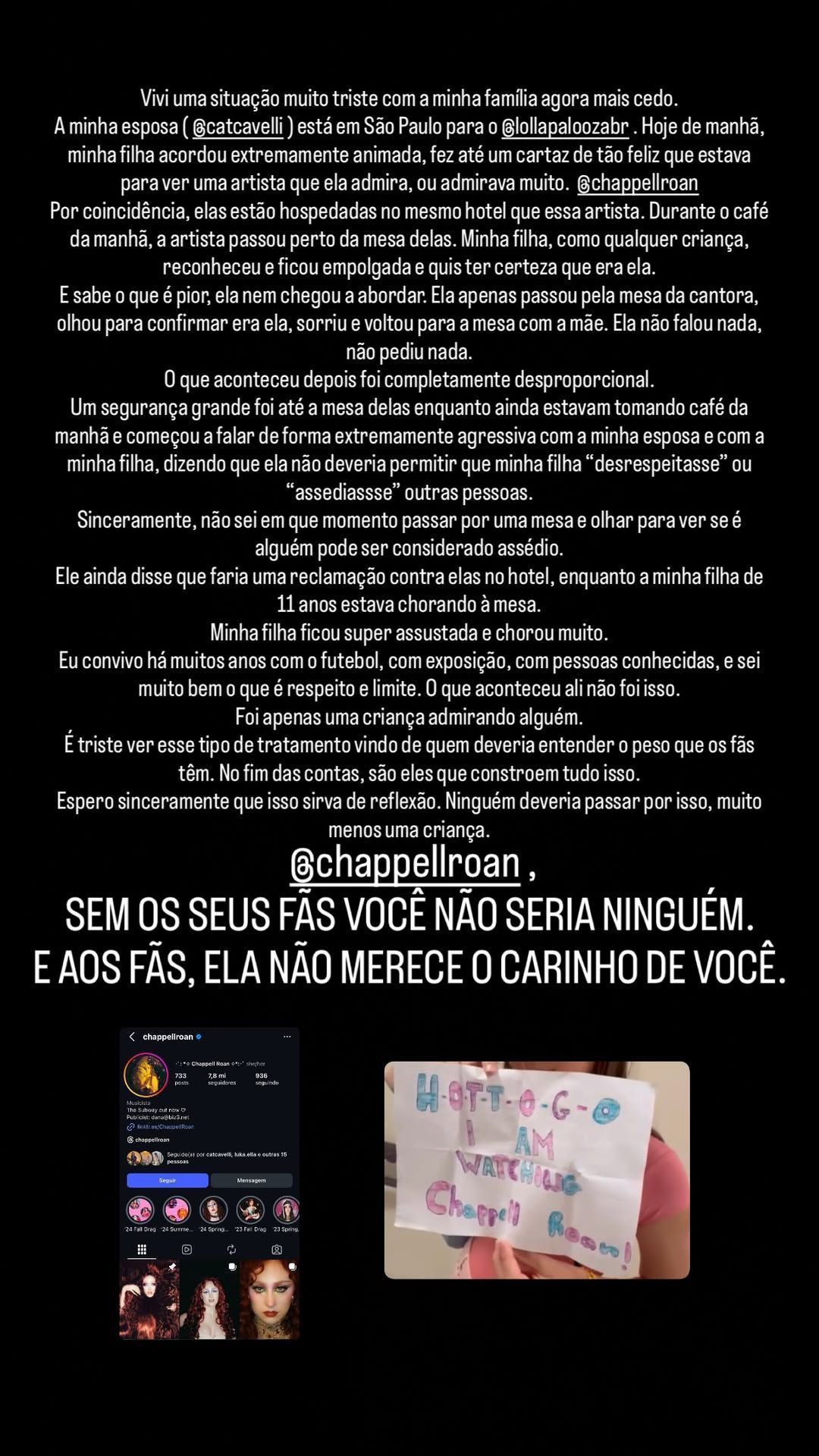 Jorginho fala sobre aituação com Chappell Roan e sua enteada. • Reprodução/ Instagram