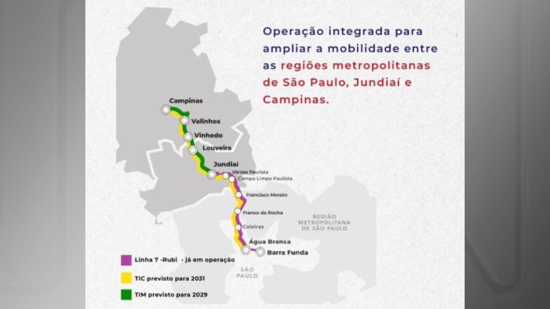 Mapa de operações da TIC Trens até 2031 • Governo de São Paulo