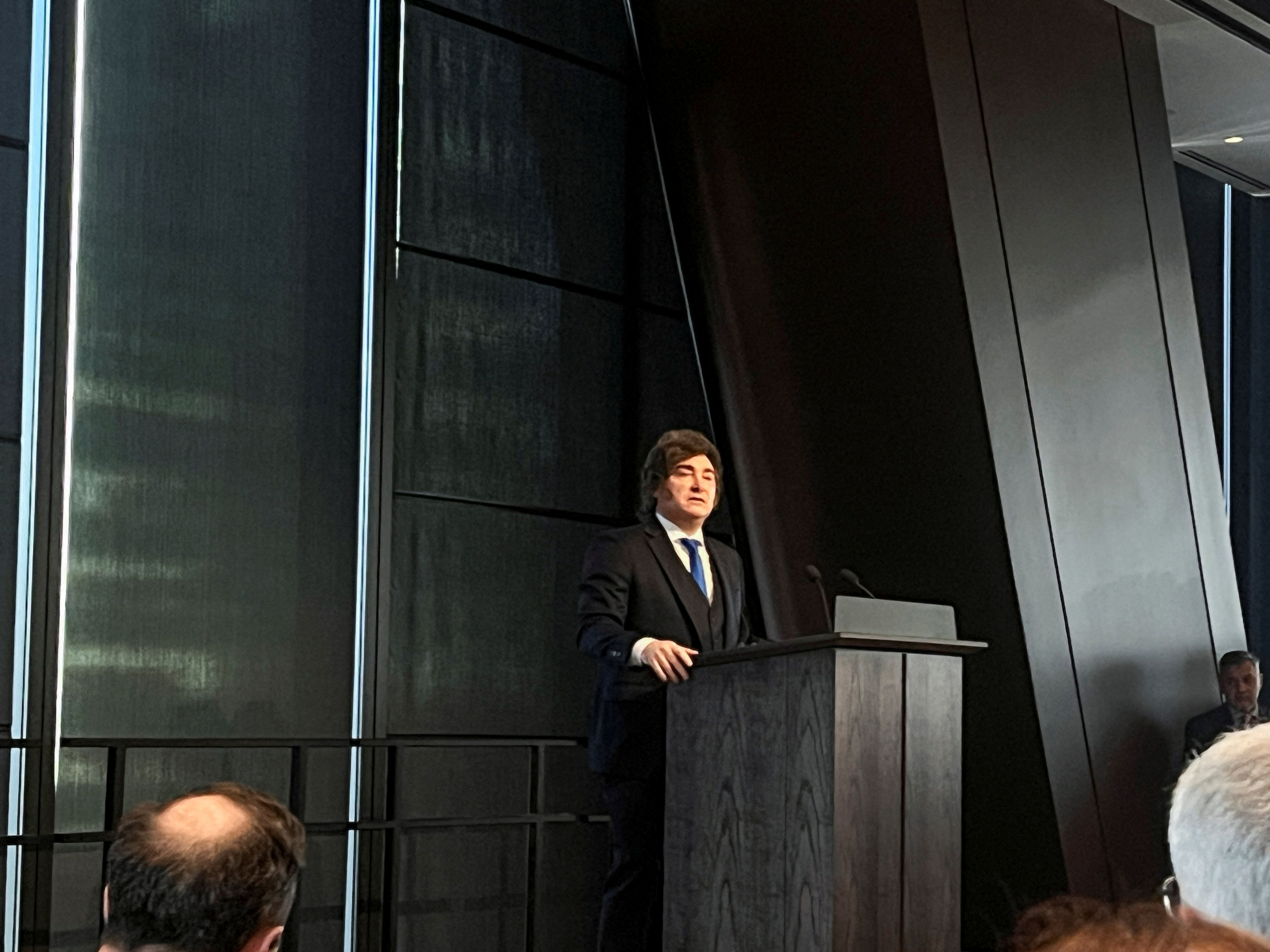 Presidente da Argentina, Javier Milei, no JPMorgan em Nova York, EUA, em 10/03/2026