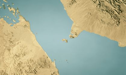 Mapa topográfico do Estreito de Bab Al-Mandab