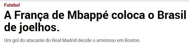 Recorte do título de uma matéria do veículo espanhol Marca • Reprodução