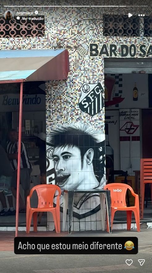 Desenho de Neymar em um bar