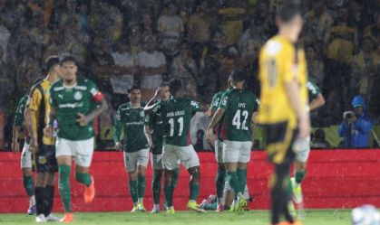 Palmeiras celebra gol em Novo Horizonte