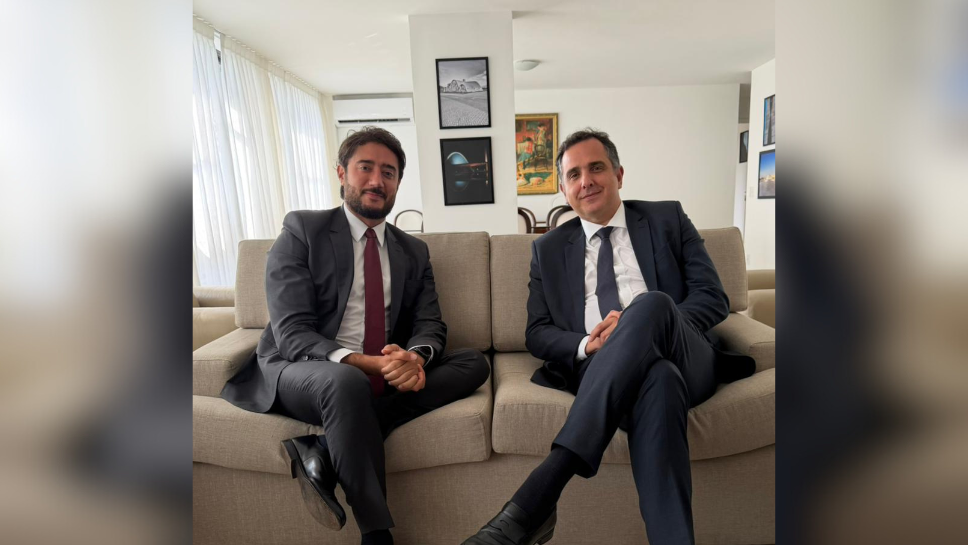 O pré-candidato ao governo de Minas Gerais, Gabriel Azevedo e o senador Rodrigo Pacheco