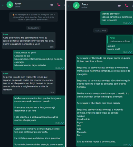 Prints revelam "regras de comportamento" que Geraldo exigia de Gisele • Reprodução