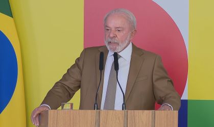 Na imagem, presidente Lula (PT) em pronunciamento.