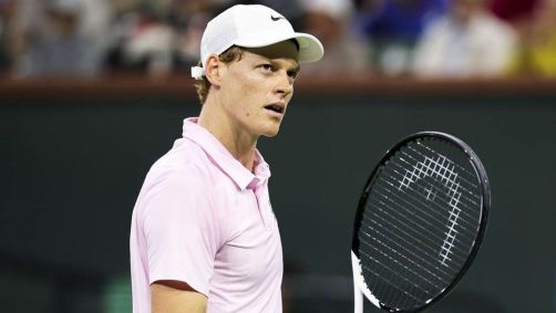 Sinner durante disputa com Fonseca em Indian Wells