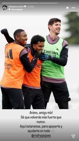 Courtois manda mensagem a Rodrygo • Reprodução