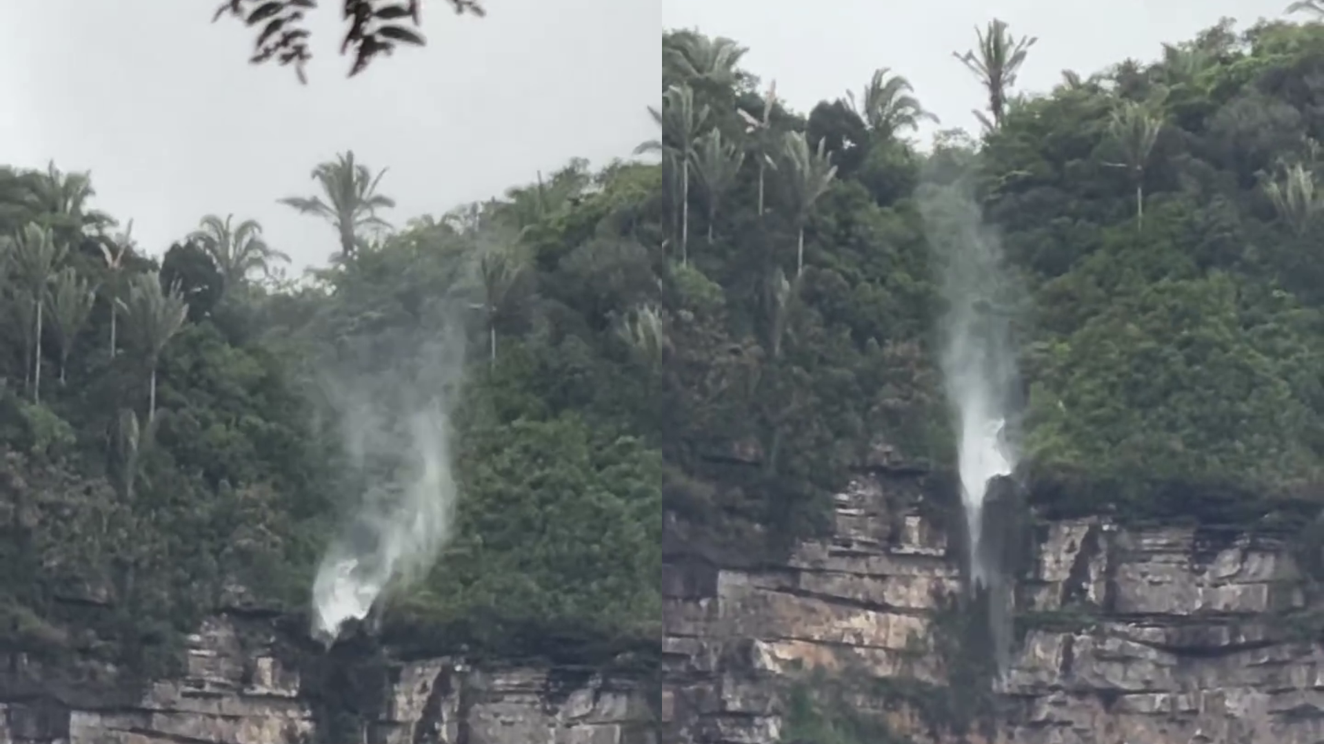 Cachoeira no Ceará parece desafiar a gravidade e faz água subir
