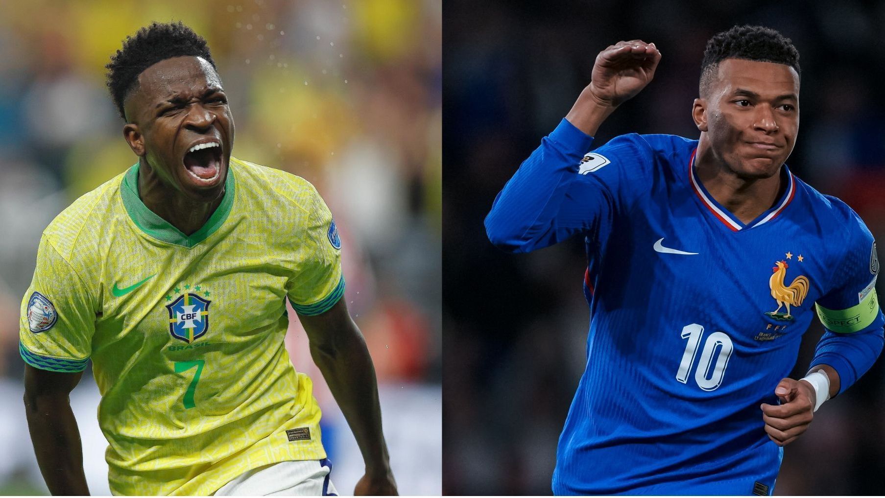 Vini Jr e Mbappé, craques de Brasil e França
