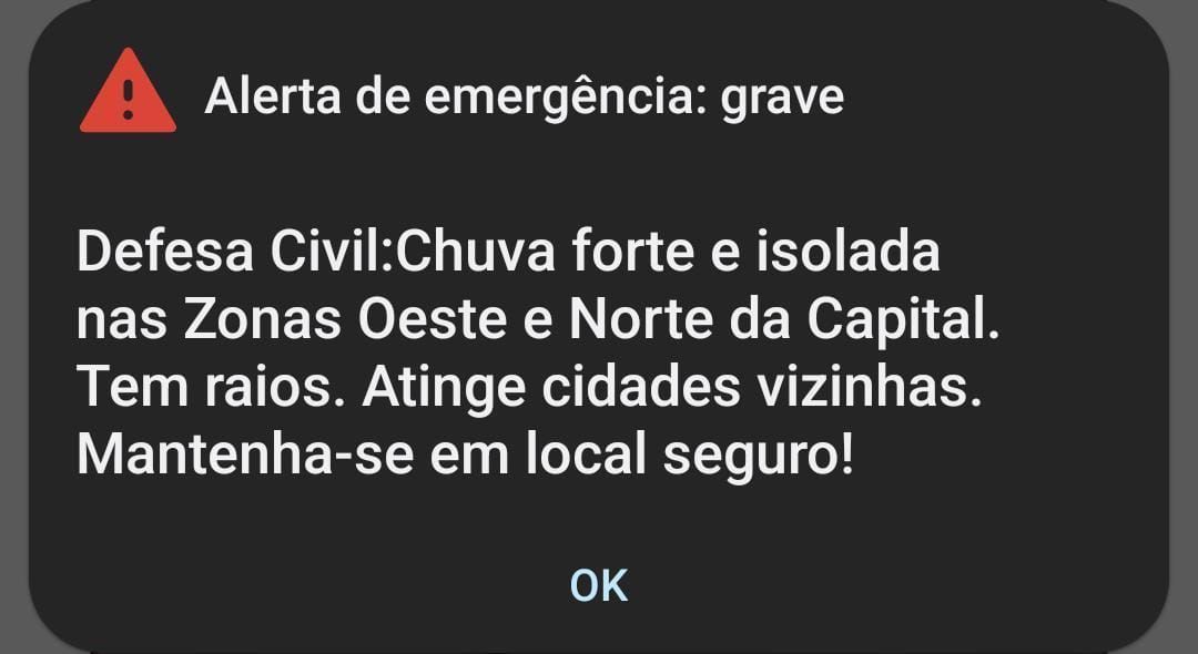 Defesa Civil emite alerta • Reprodução