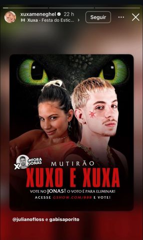 Xuxa declara apoio a Juliano Floss • Xuxa Meneghel / Instagram