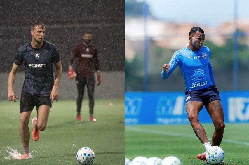 William Klaus, do Remo, e Jean Lucas, do Bahia, durante treino das equipes