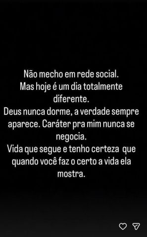 Mensagem publicada por Alisson em seu Instagram • Reprodução/Instagram