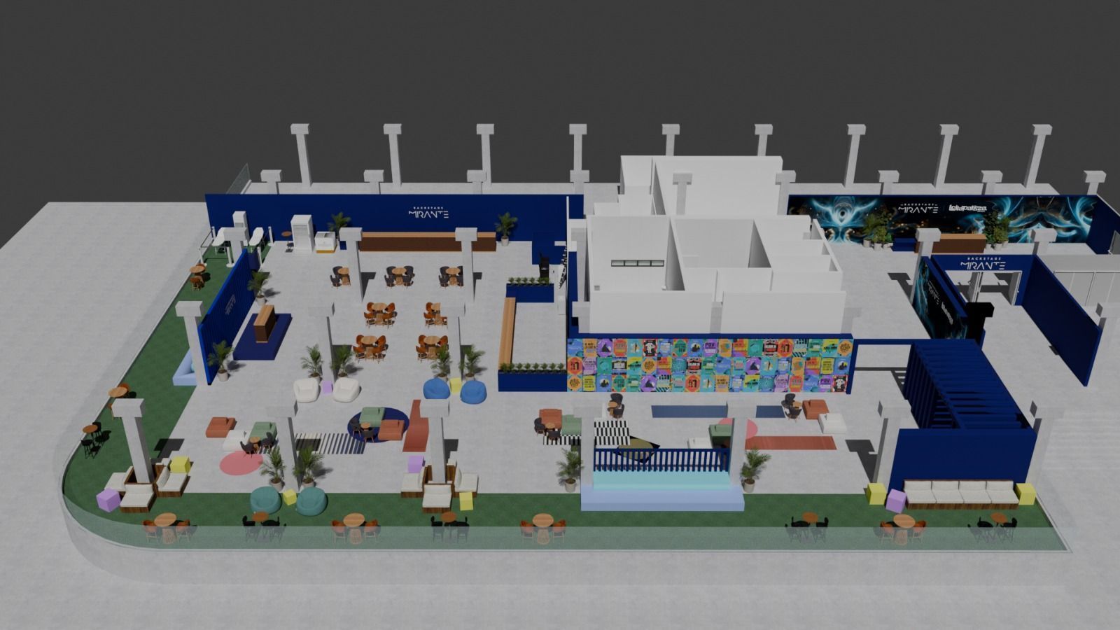 Área vip do Lollapalooza fica localizada dentro do prédio do Lolla Lounge, área de camarote já existente no festival • Divulgação