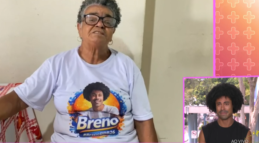 Breno chora ao ouvir recado da avó, Maria da Conceição, no "Mais Você" • Reprodução/Globoplay