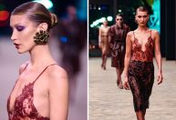 Bella Hadid cruza passarela da Saint Laurent na Semana de Moda de Paris