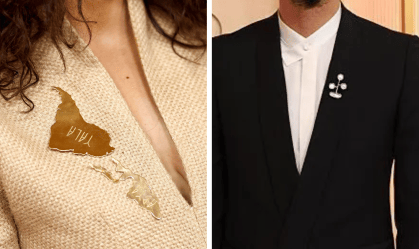 Alice Carvalho e Wagner Moura apostam em broches como acessório emblemático para a cerimônia de entrega do Oscar 2026