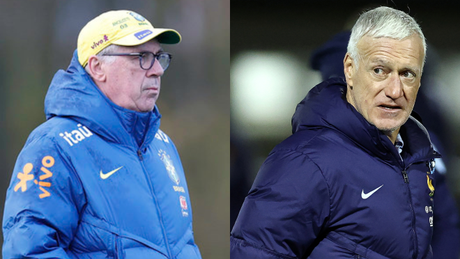 Carlo Ancelotti, técnico do Brasil, Didier Deschamps, técnico da França