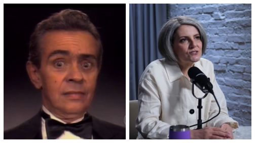 Montagem de fotos mostra Chico Anysio à esquerda e do outro lado sua última mulher, Malga Di Paula