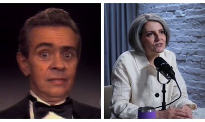 Montagem de fotos mostra Chico Anysio à esquerda e do outro lado sua última mulher, Malga Di Paula