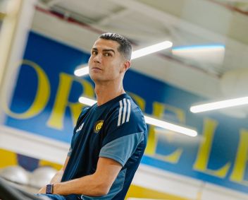 Cristiano Ronaldo durante treino em Riade
