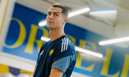 Cristiano Ronaldo durante treino em Riade