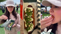Franciny Ehlke choca com hot dog de US$ 100 com caviar e folhas de ouro