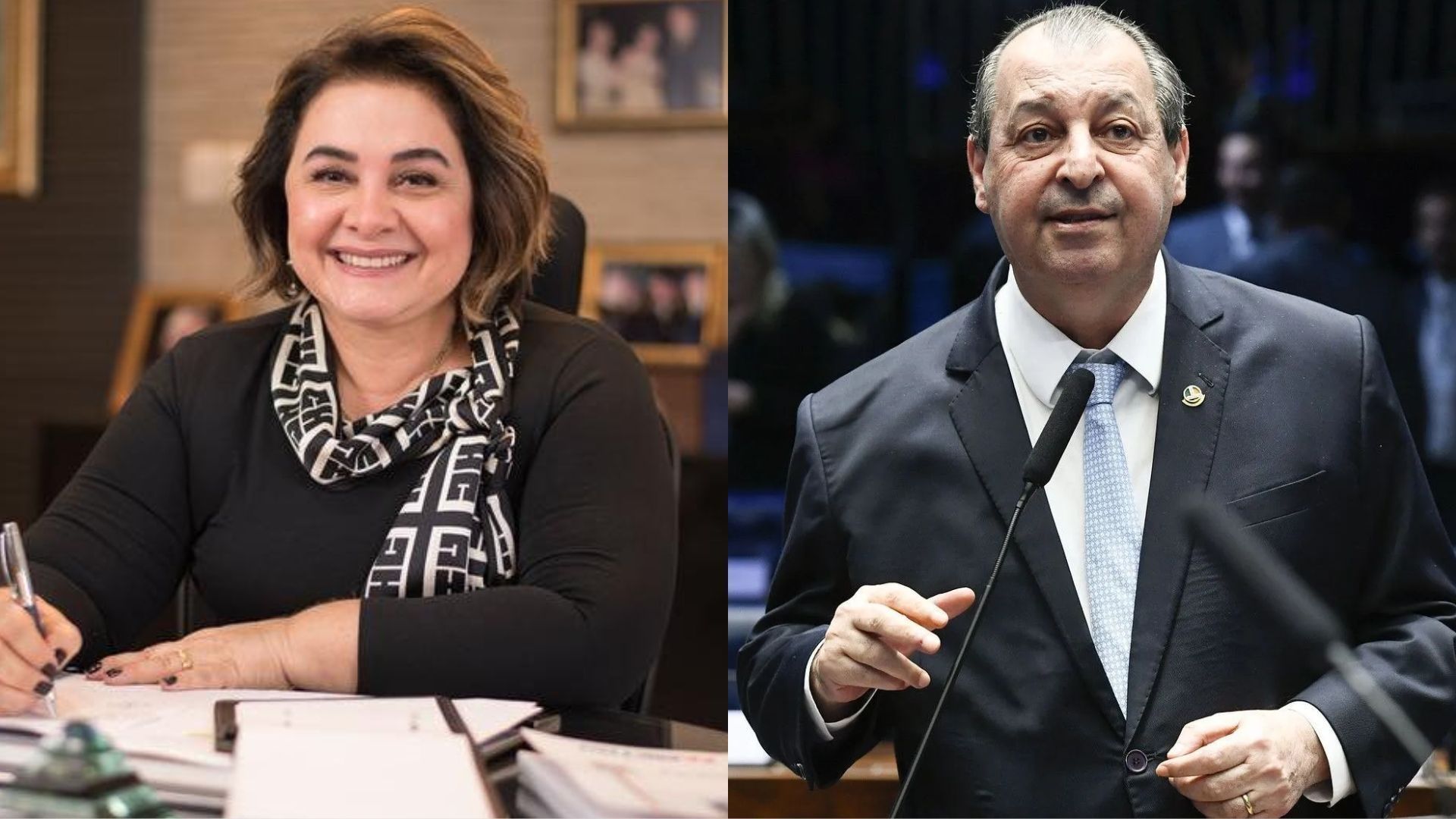 A empresária Maria do Carmo (PL) e o senador Omar Aziz (PSD)