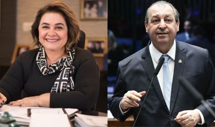 A empresária Maria do Carmo (PL) e o senador Omar Aziz (PSD)