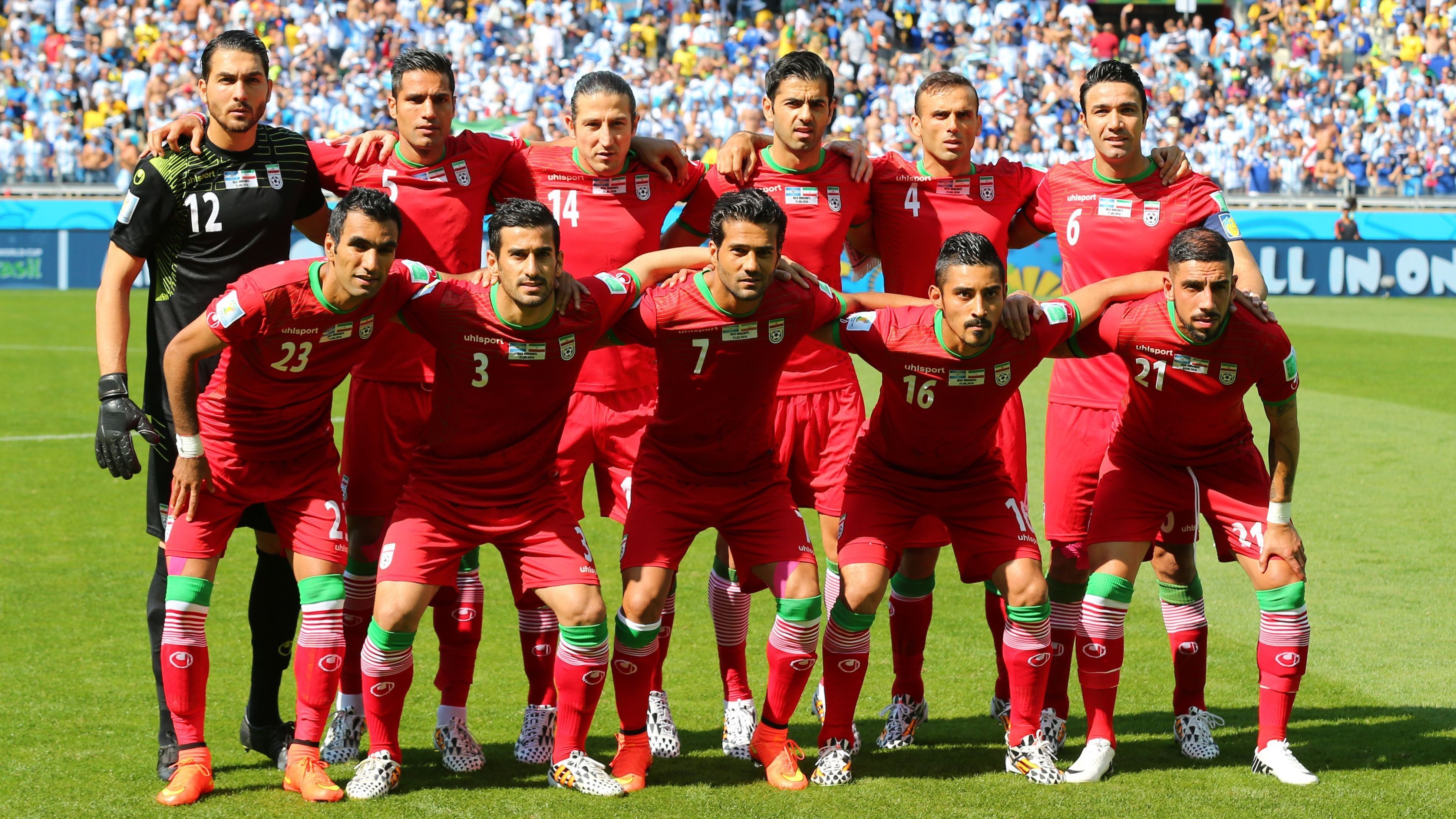 Seleção do Irã antes de enfrentar a Argentina em 2014