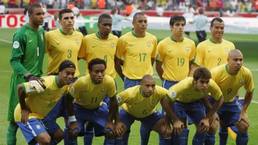 Jogadores da Seleção Brasileira na Copa do Mundo de 2006. • Antonio Scorza/AFP