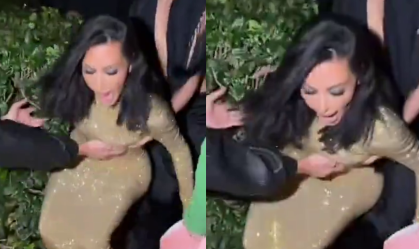 Kim Kardashian tropeçou com salto de 20 centímetros