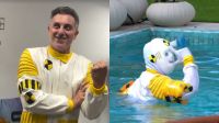 Luciano Huck entra no BBB 26 vestido de Dummy e mergulha na piscina