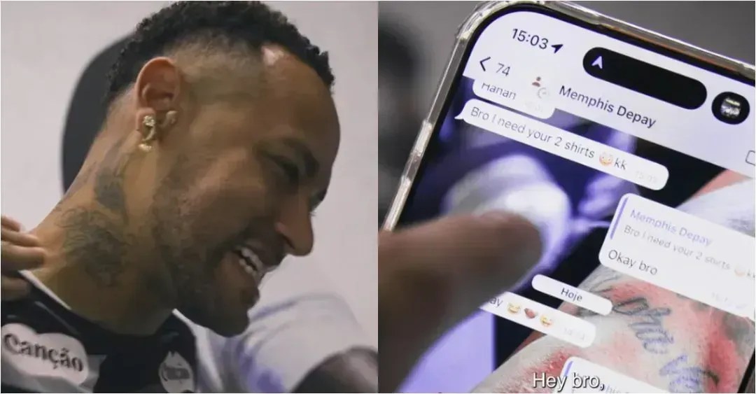 Neymar, do Santos, compartilha troca de mensagens com Memphis, do Corinthians