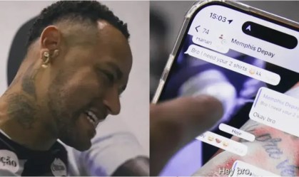Neymar, do Santos, compartilha troca de mensagens com Memphis, do Corinthians
