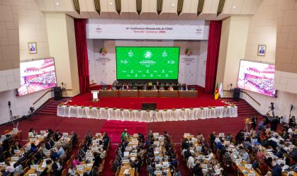 Delegados na 14ª reunião ministerial da Organização Mundial do Comércio (OMC) em Yaounde, Camarões, em 28 de março de 2026