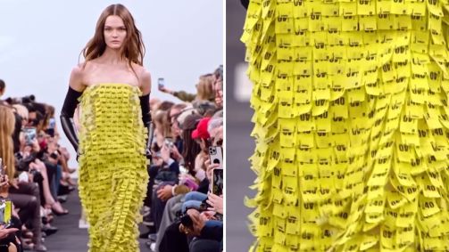 Em Paris, grife desfila looks com bilhetes de trem