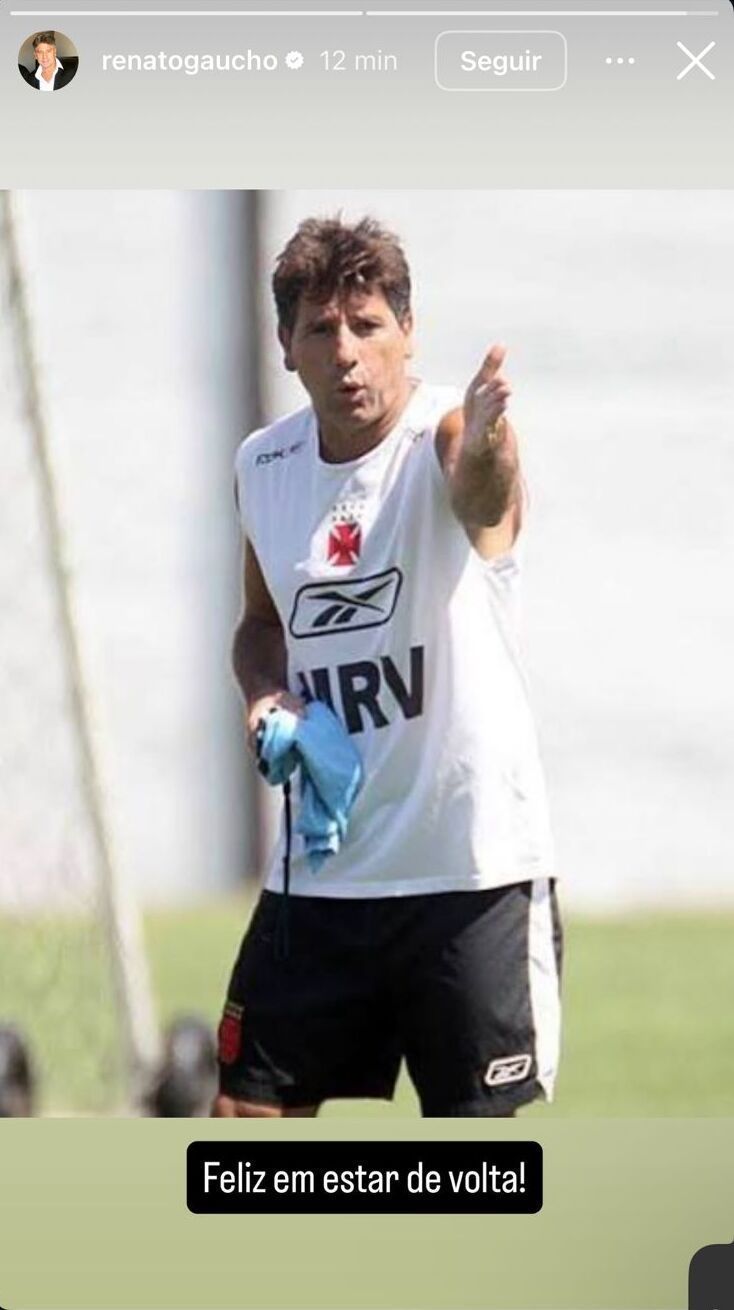 Renato Gaúcho está de volta ao Vasco • Reprodução