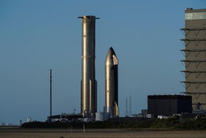Foguete e instalações da SpaceX em Starbase, Texas, EUA, em 25 de março de 2026