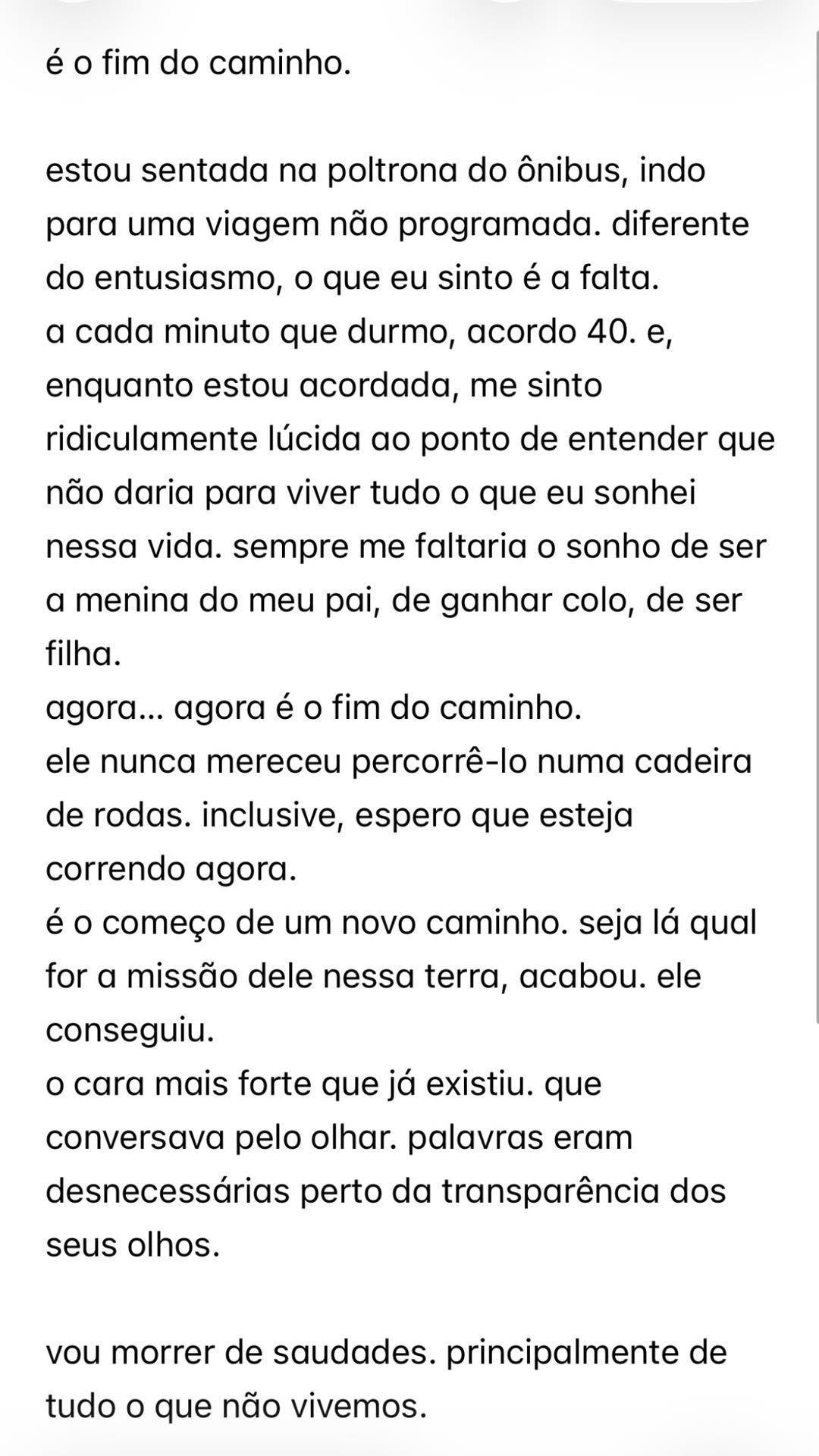 Vica Brenner se pronuncia após morte do pai • Instagram/Vica Brenner