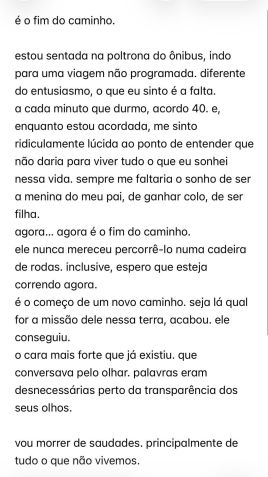 Vica Brenner se pronuncia após morte do pai • Instagram/Vica Brenner